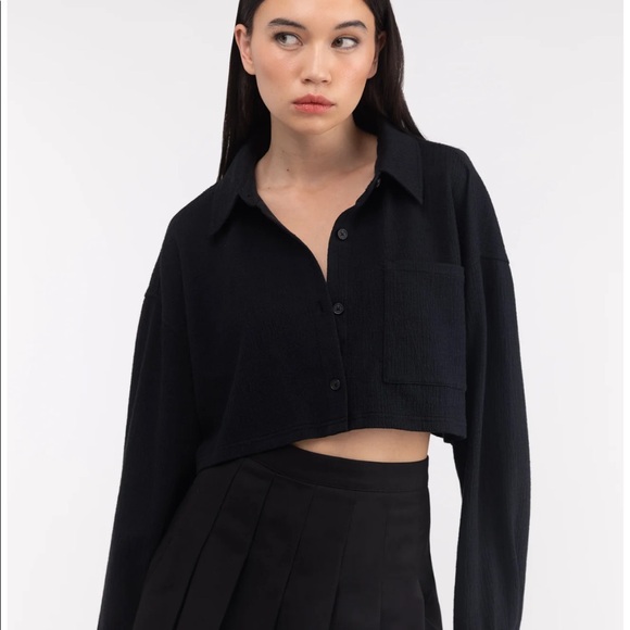 Oak + Fort Cropped Knit Shirt - Picture 2 of 7